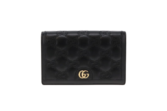 Gucci Black GG Matelasse Chain Wallet