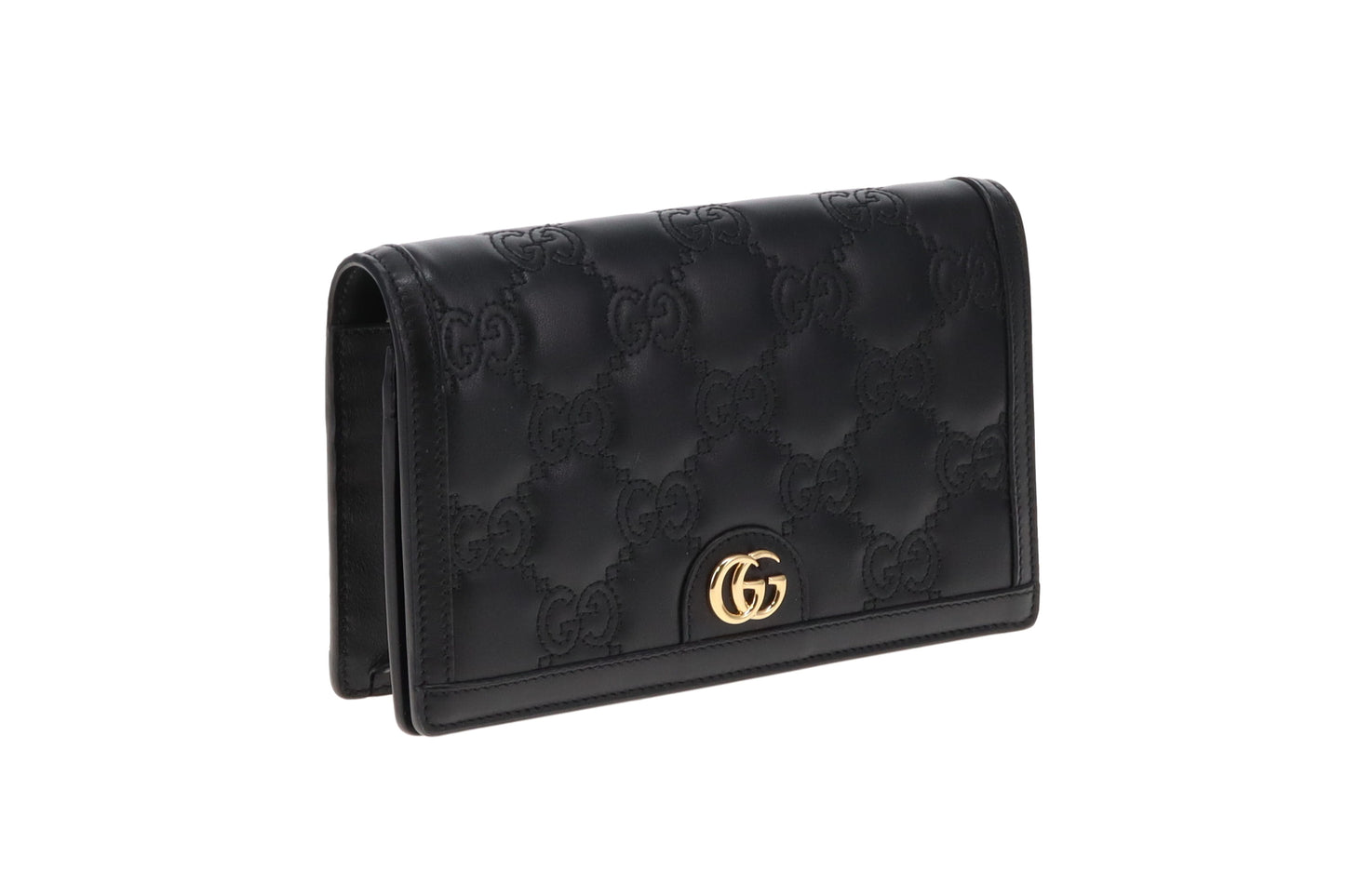 Gucci Black GG Matelasse Chain Wallet