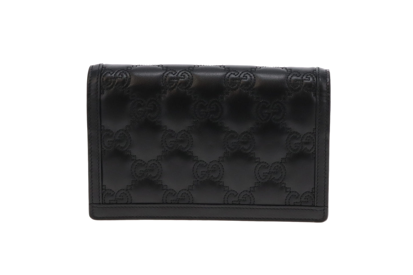 Gucci Black GG Matelasse Chain Wallet