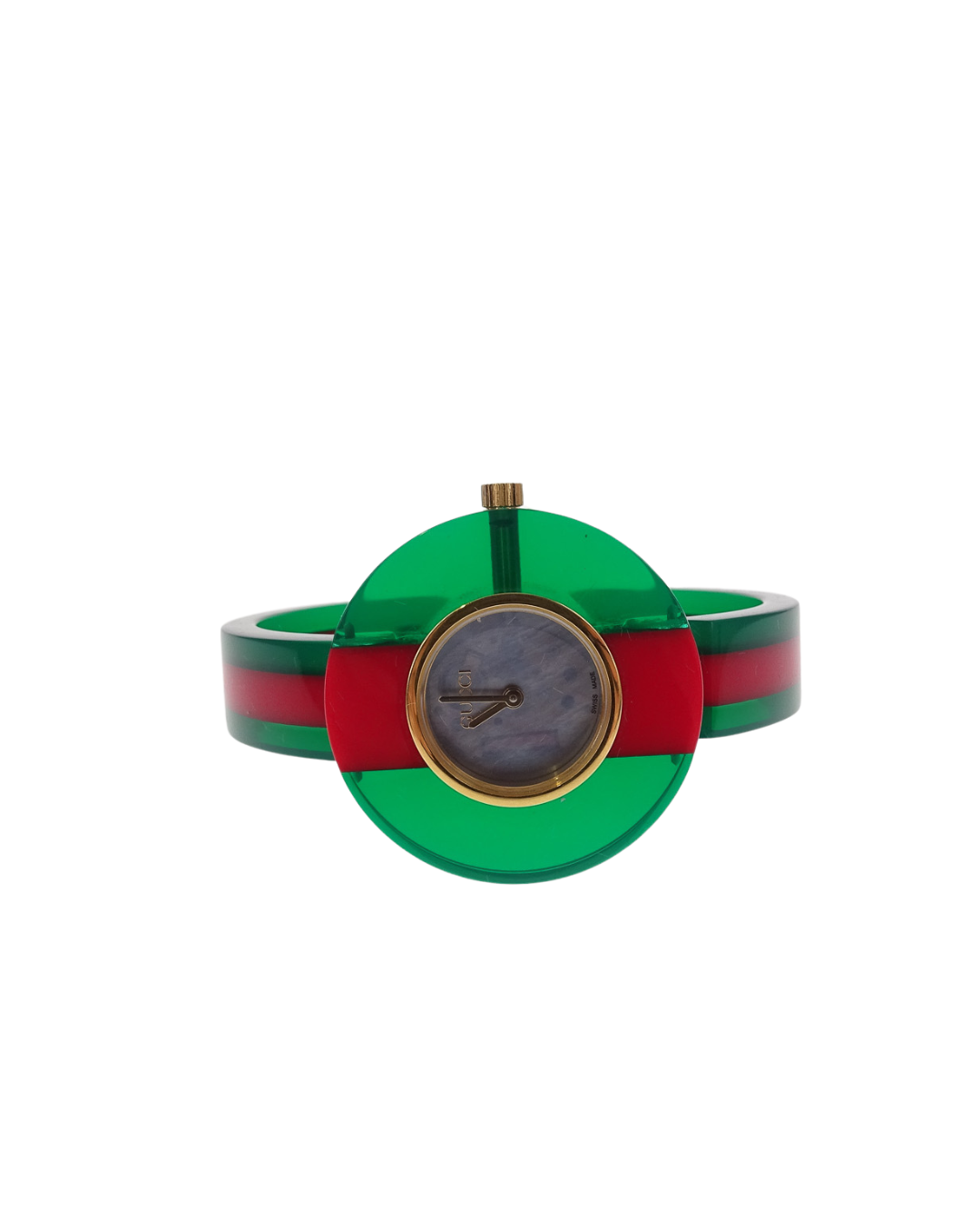 Gucci Red/Green Plexiglass Mother of Pearl 35mm Vintage Web Quartz Watch