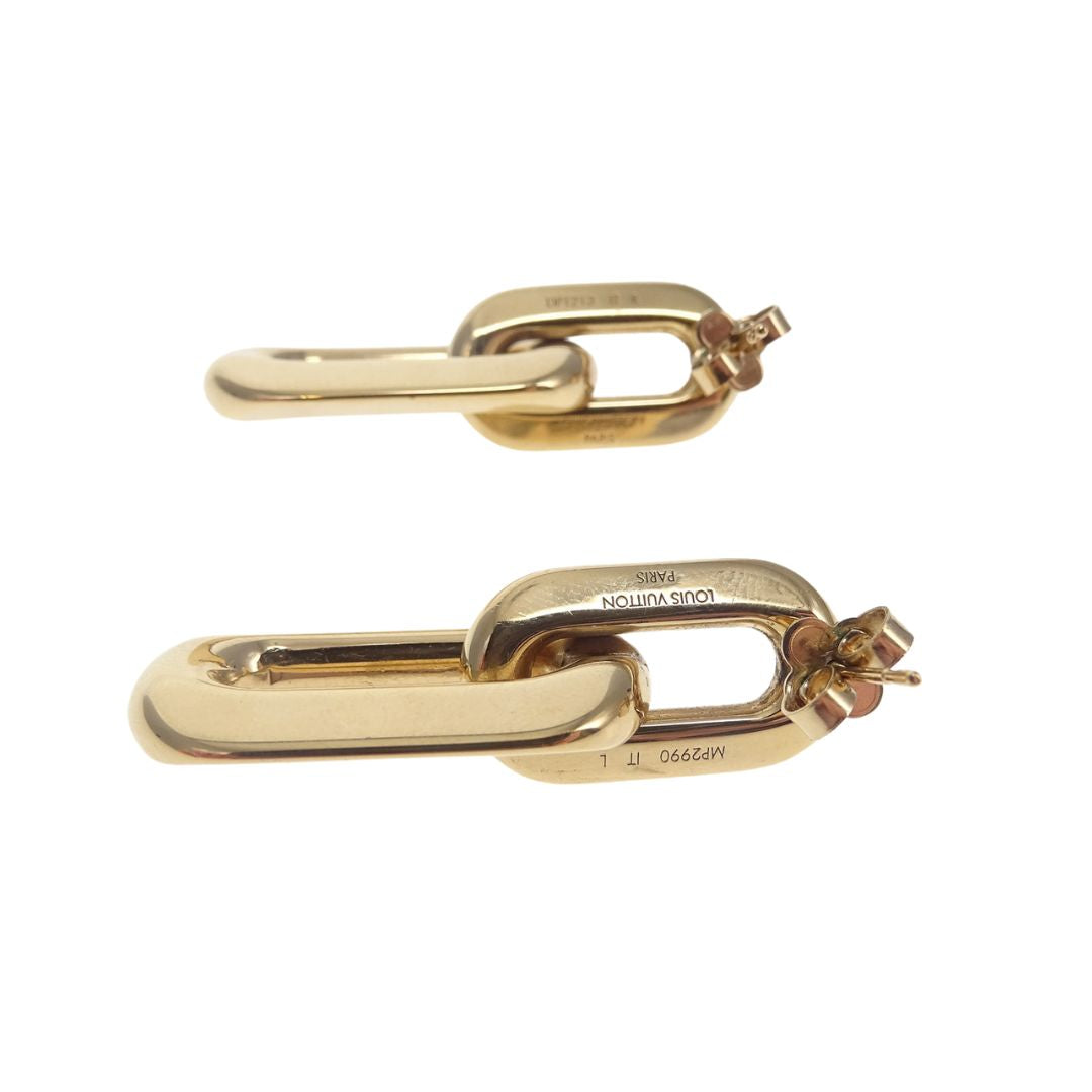 Louis Vuitton LV Edge Double Earrings Gold Tone RRP €520