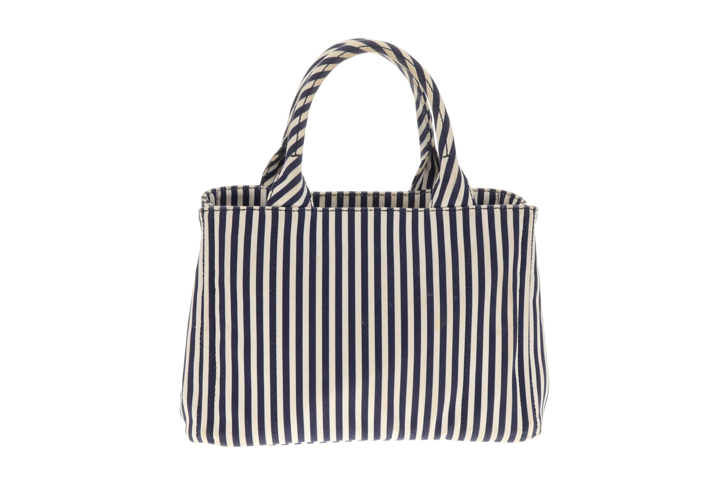 Prada Canapa Stampata Bluette Striped Small Tote With Strap