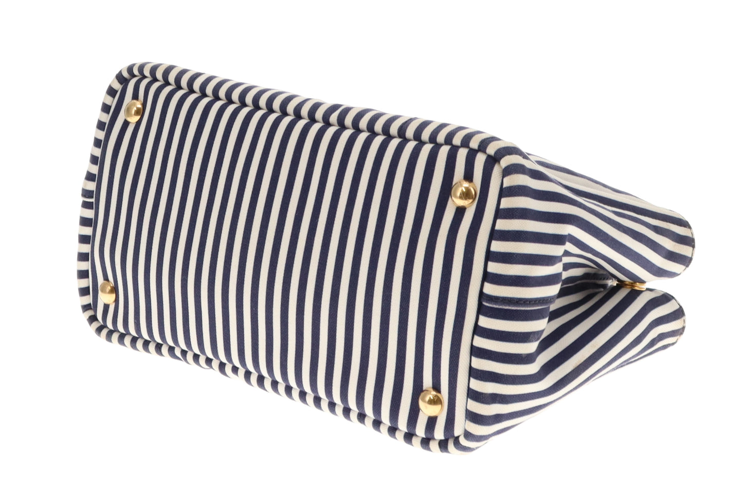 Prada Canapa Stampata Bluette Striped Small Tote With Strap