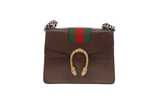 Gucci Brown Leather and Web Detail Mixed HW Mini Dionysus