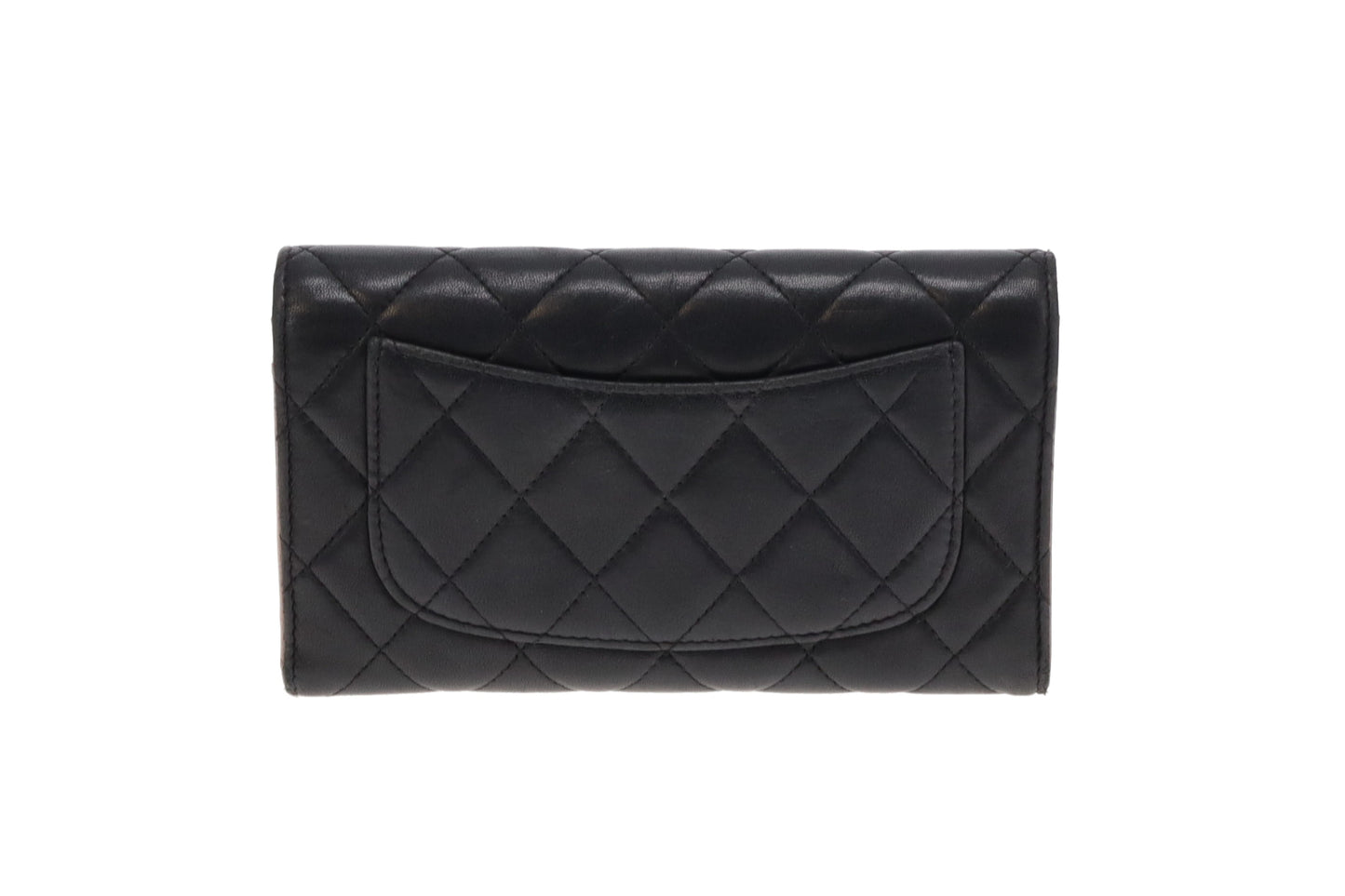 Chanel Classic Lambskin Wallet Black With Beige Interior