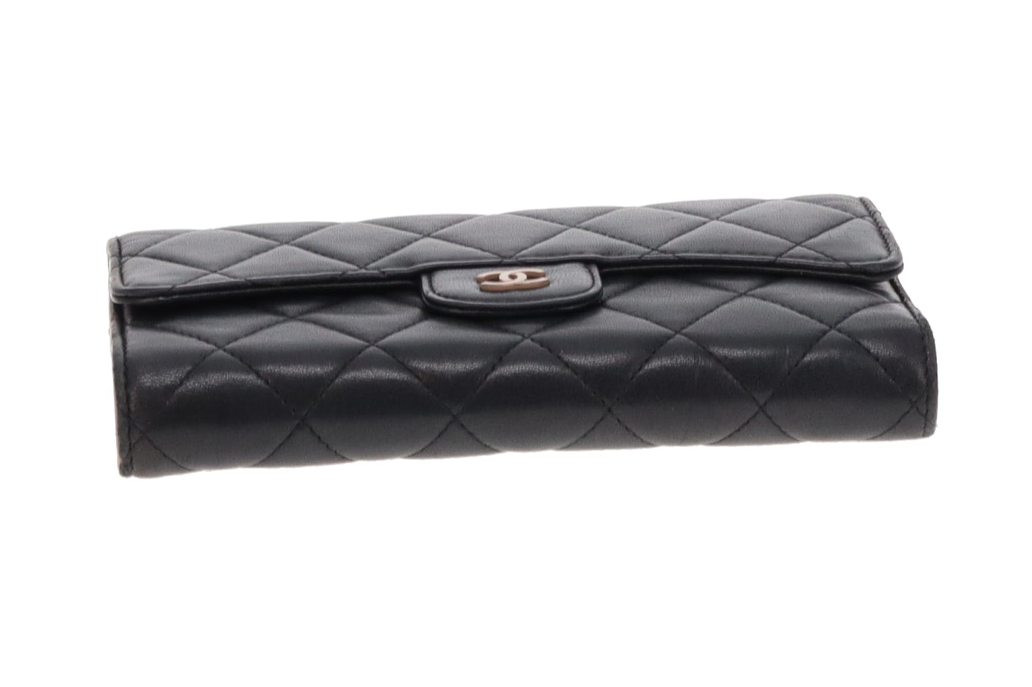 Chanel Classic Lambskin Wallet Black With Beige Interior