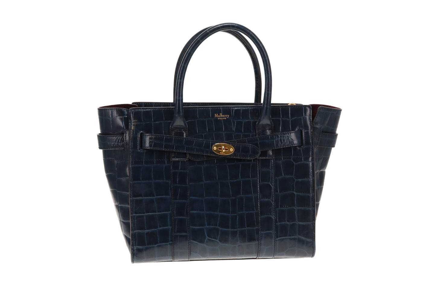 Mulberry Navy Croc Embossed Small Zipped Bayswater