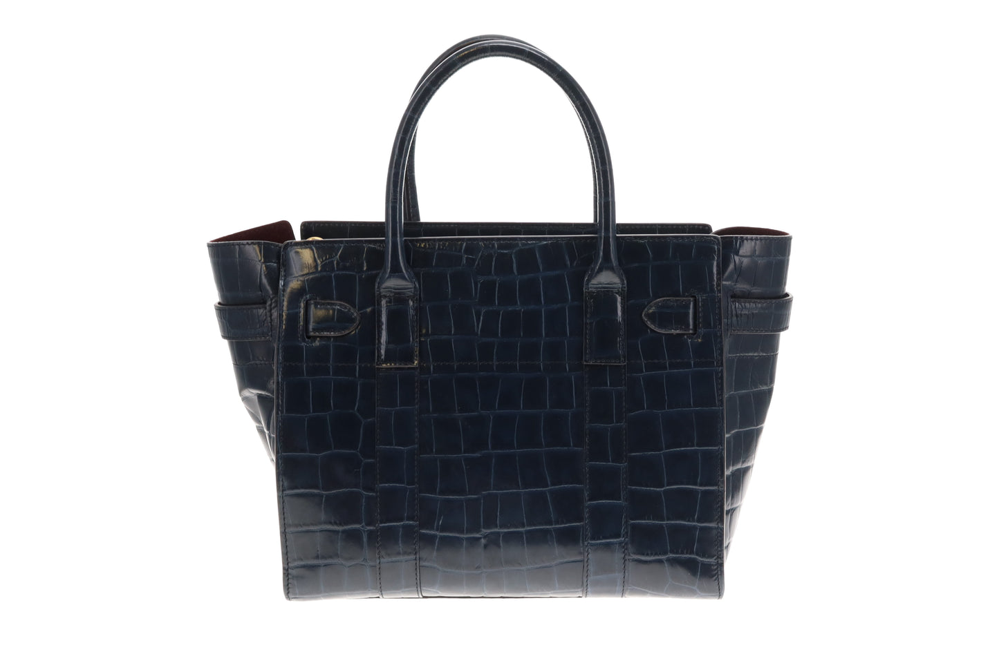 Mulberry Navy Croc Embossed Small Zipped Bayswater