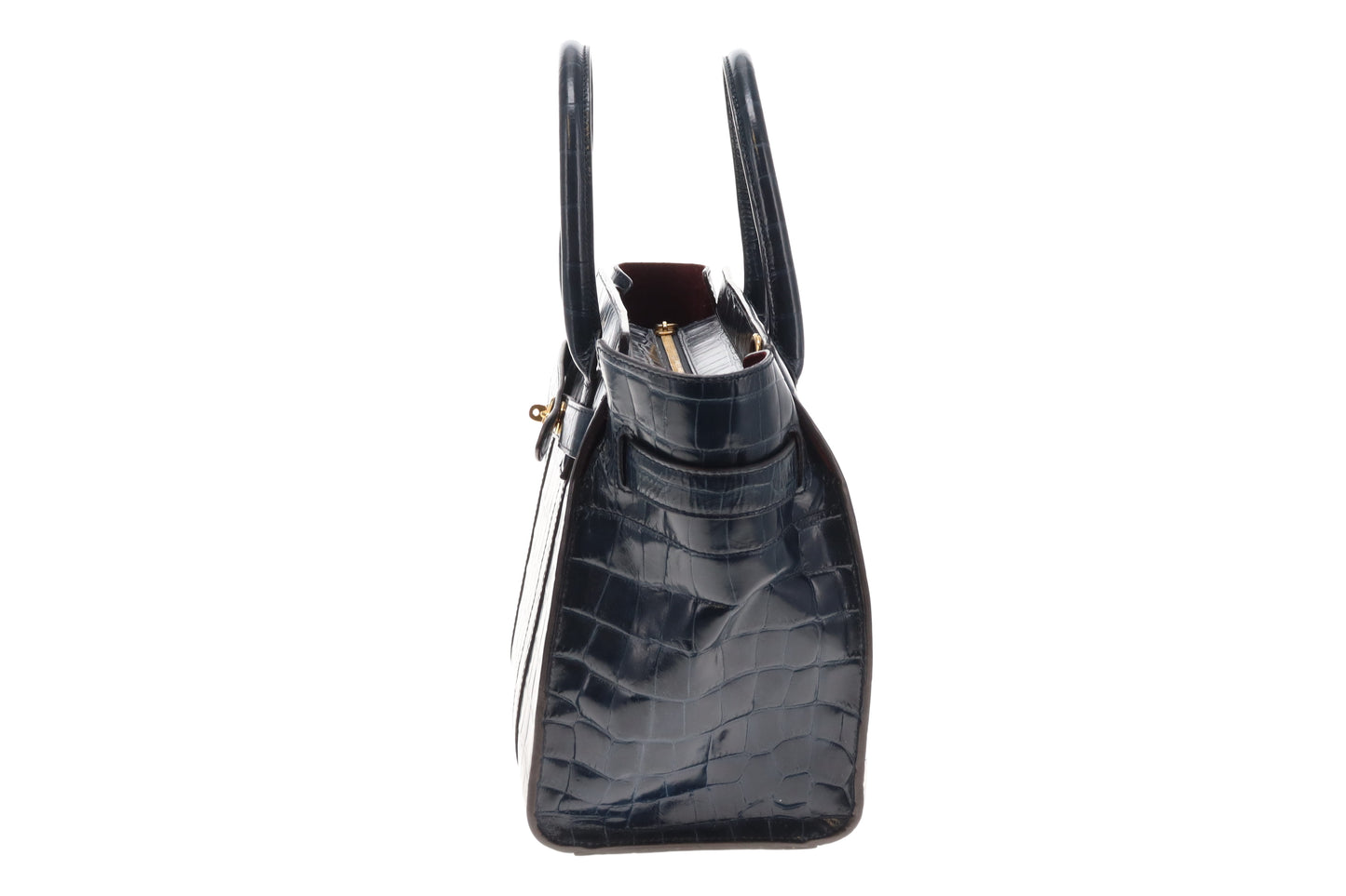 Mulberry Navy Croc Embossed Small Zipped Bayswater