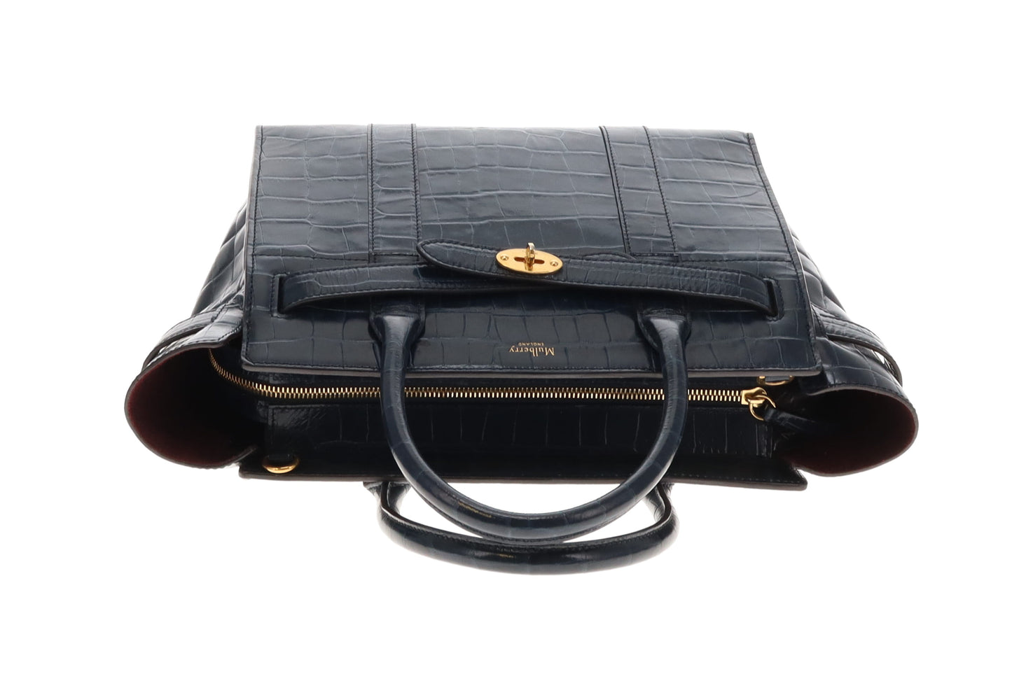 Mulberry Navy Croc Embossed Small Zipped Bayswater