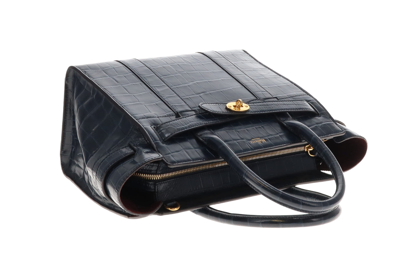 Mulberry Navy Croc Embossed Small Zipped Bayswater