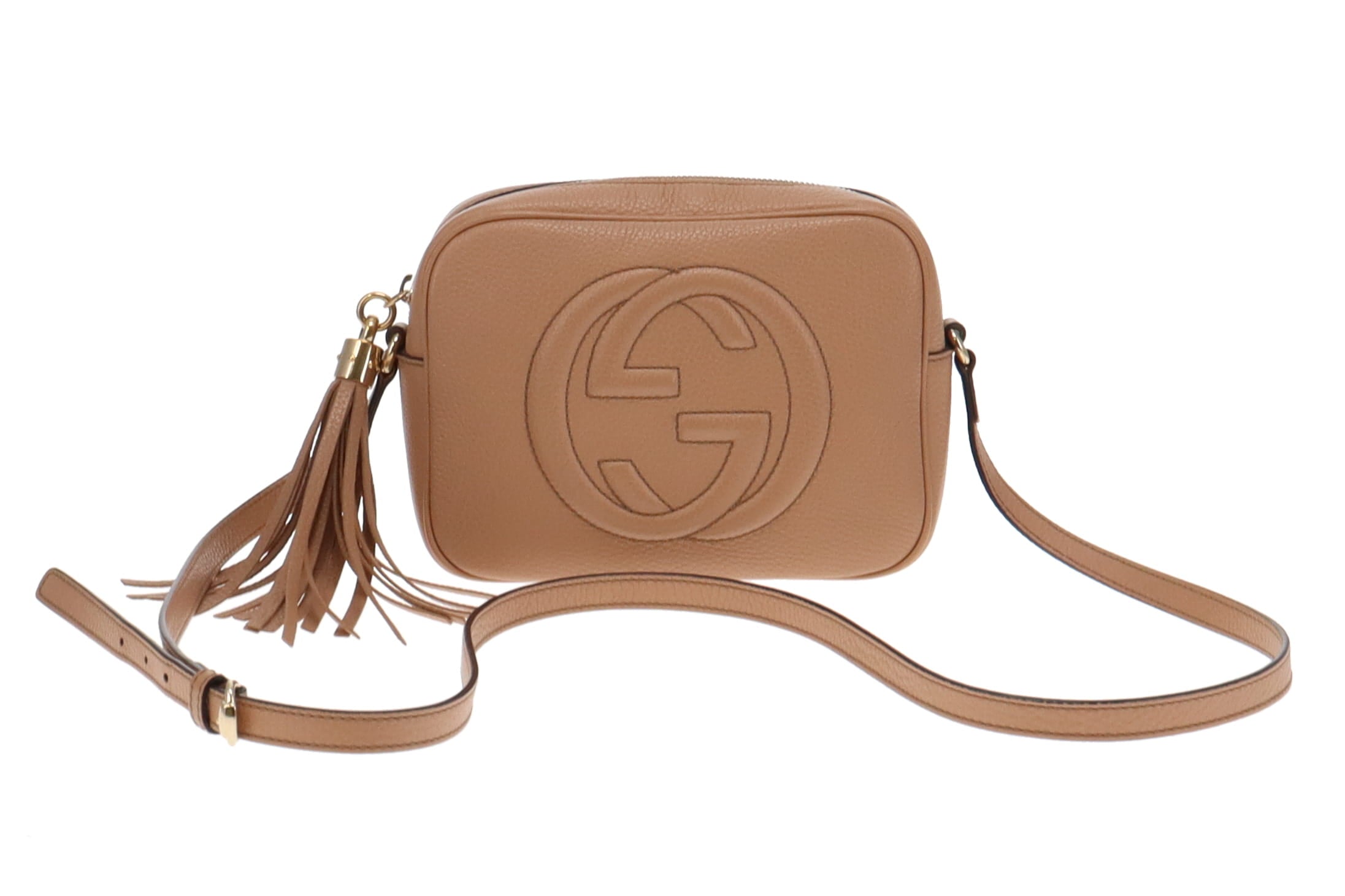 Gucci Rose Beige Leather Soho Disco Crossbody Bag Designer