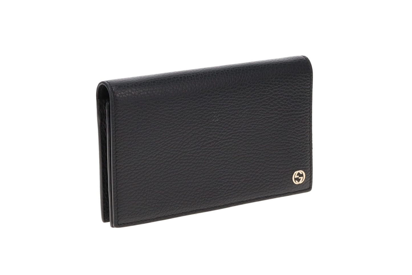 Gucci Black Leather Small Interlocking GG Logo Wallet (missing chain strap)