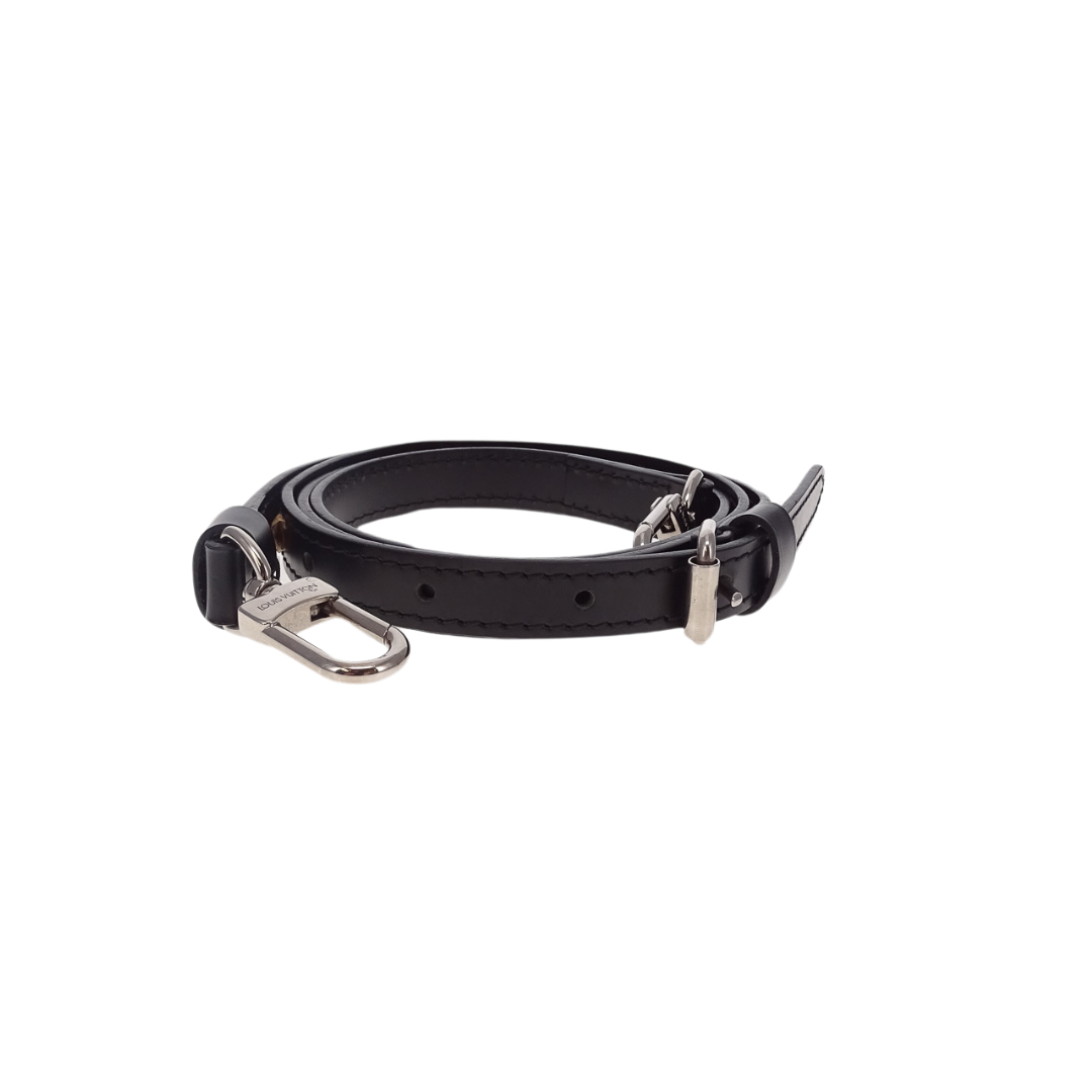 Louis Vuitton Black Leather and SHW Adjustable Thin Strap