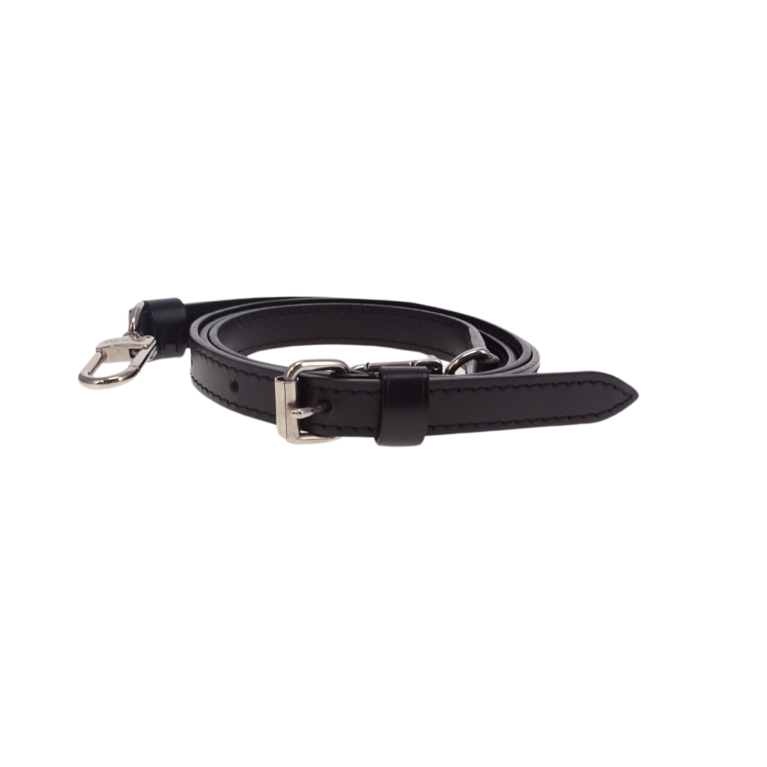 Louis Vuitton Black Leather and SHW Adjustable Thin Strap