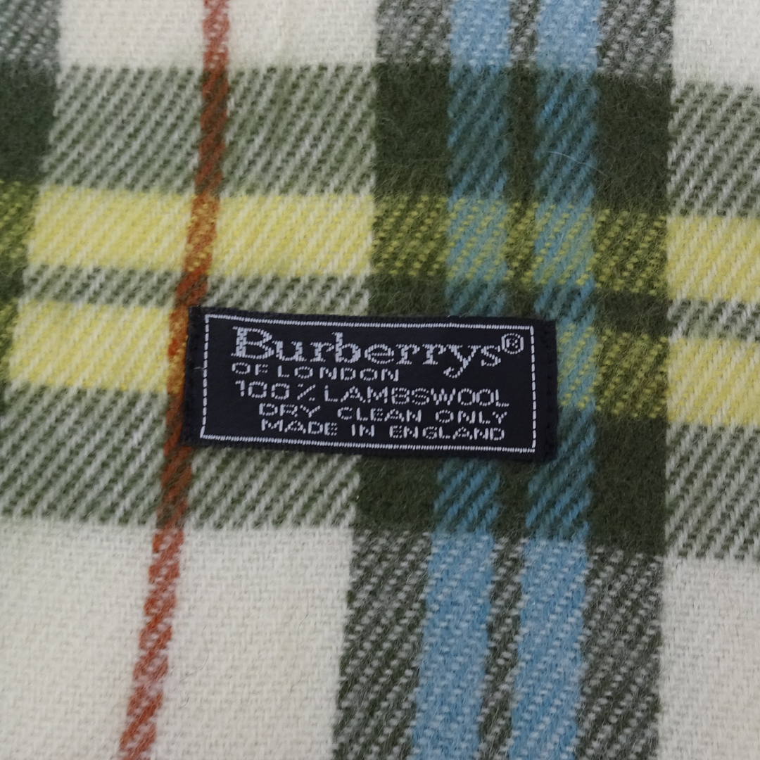 Burberry 100% Lambswool Green Tone Check Scarf