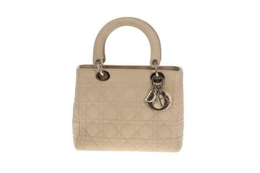 Dior Beige Cannage Calfskin Medium Lady Dior With Strap 2007