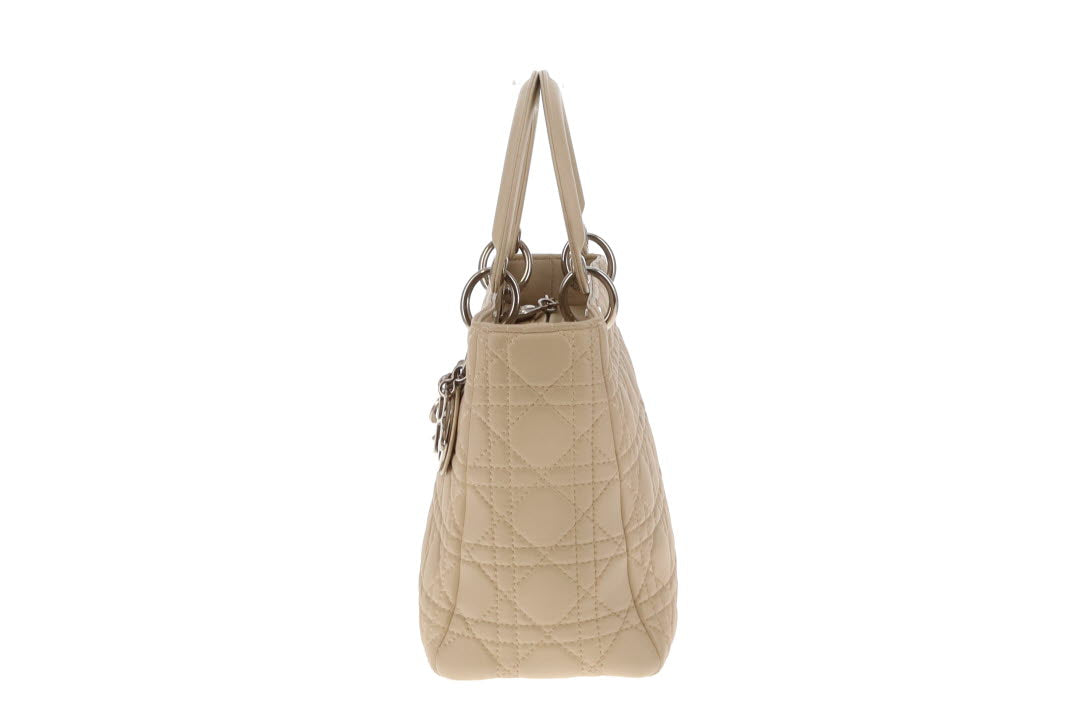 Dior Beige Cannage Calfskin Medium Lady Dior With Strap 2007