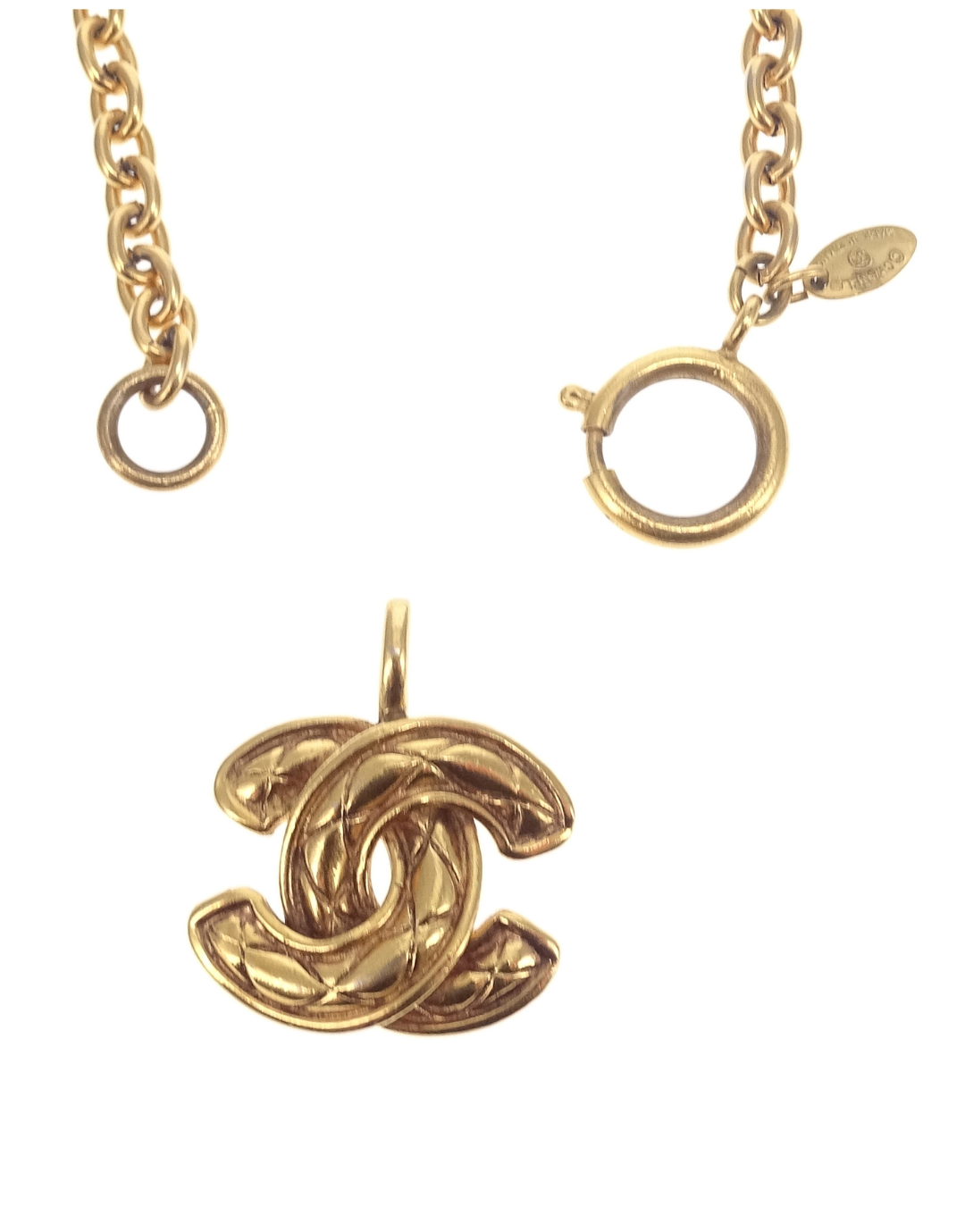 Chanel Vintage Goldtone CC Springring Clasp Necklace