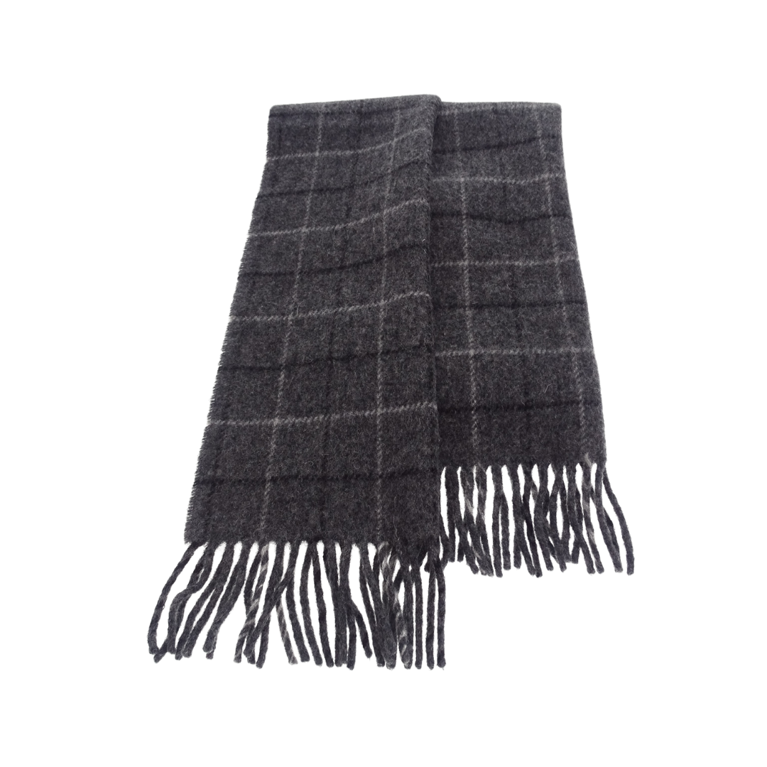 Burberry Grey Check 100% Wool Vintage Scarf