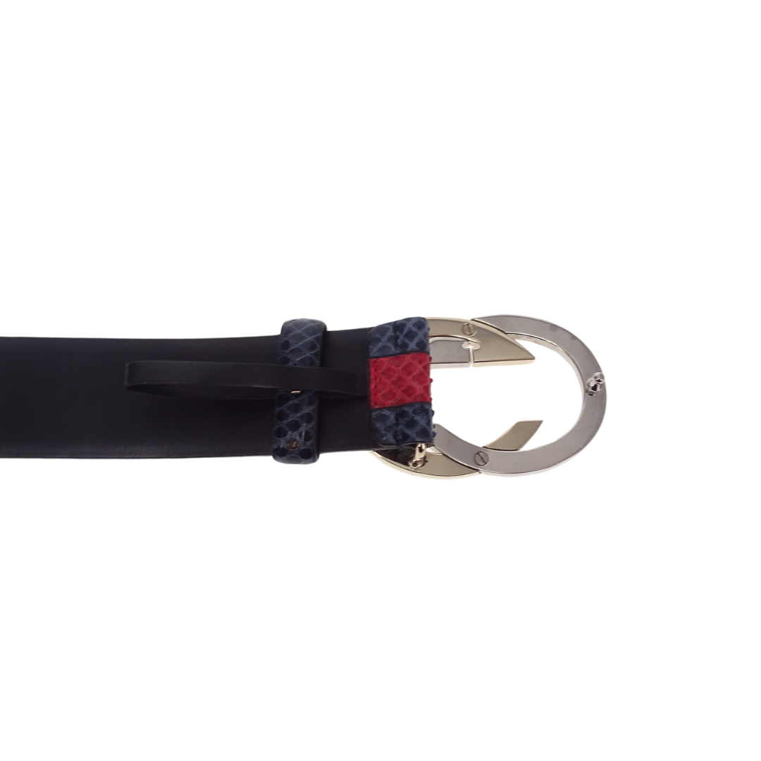 Gucci Red and Blue Snake Belt 85cm