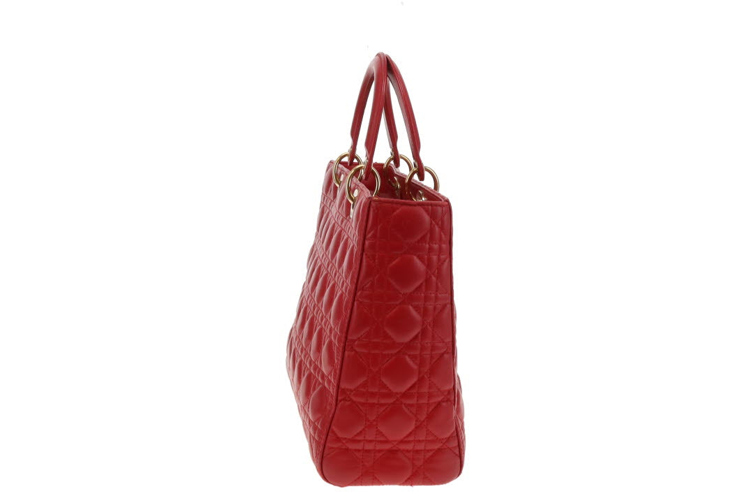 Dior Red Lambskin Large Lady Dior 2013