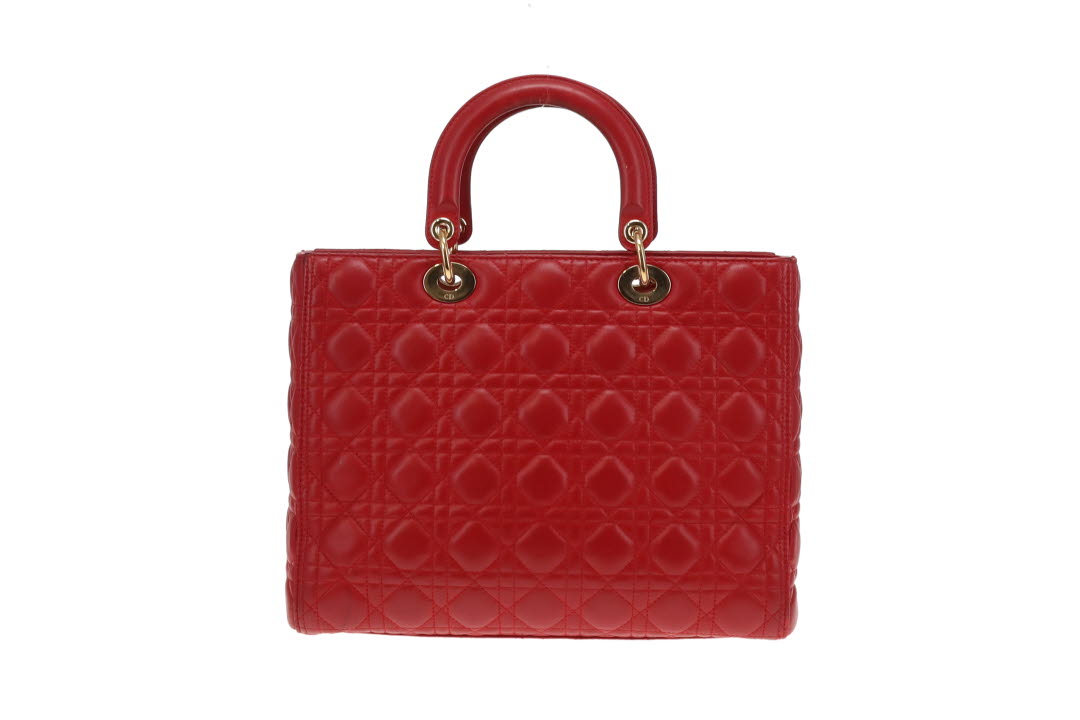 Dior Red Lambskin Large Lady Dior 2013