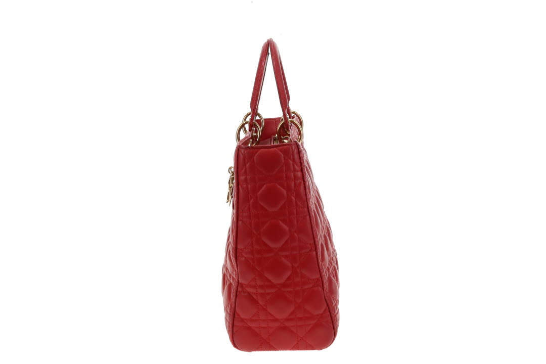 Dior Red Lambskin Large Lady Dior 2013