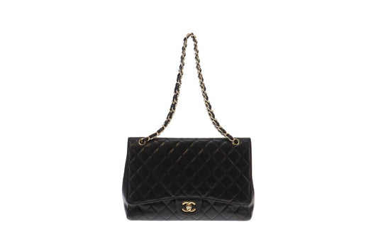 Chanel Vintage Black Round Mini Flap Bag with Oversized CC 24k GHW