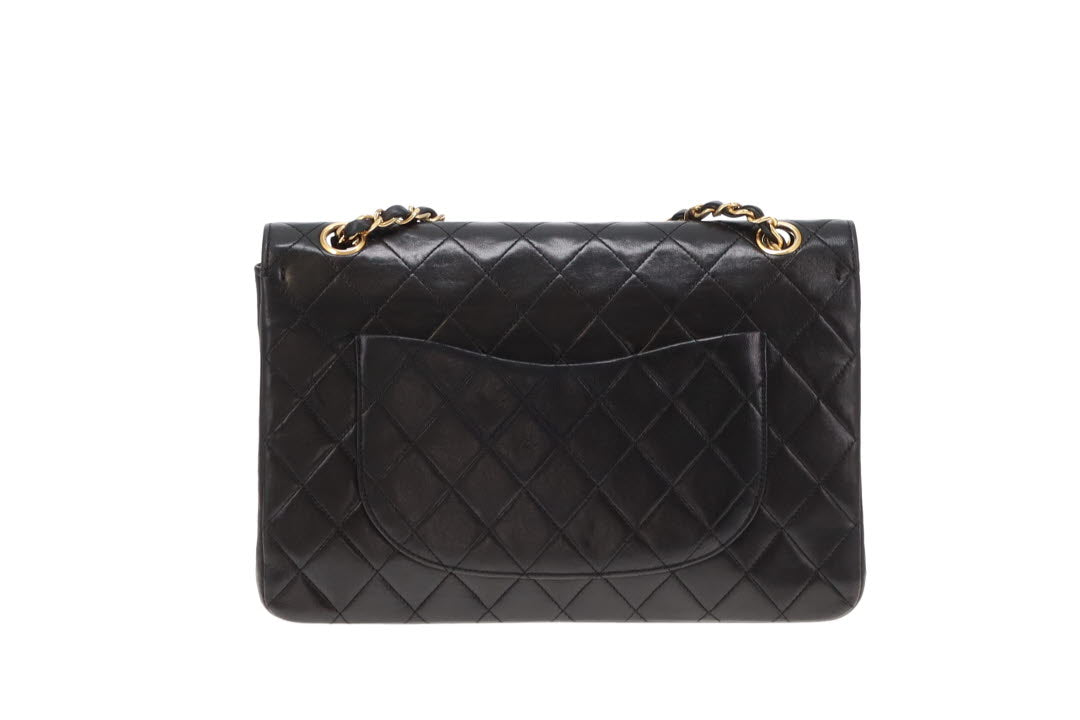 Chanel Black Lambskin Medium Vintage Classic Double Flap Bag 1986 88 Designer Exchange Ltd