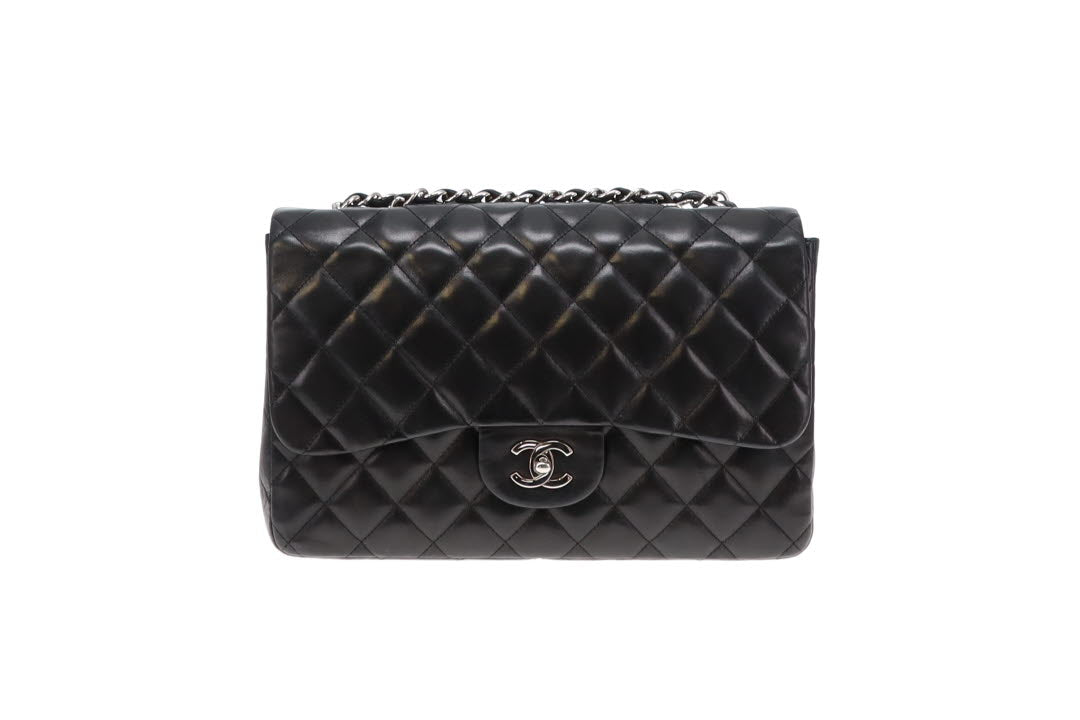 Chanel Vintage Black Lambskin Jumbo Single Flap 2009/10