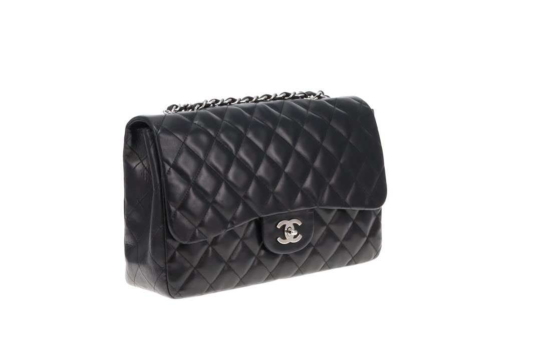 Chanel Vintage Black Lambskin Jumbo Single Flap 2009/10