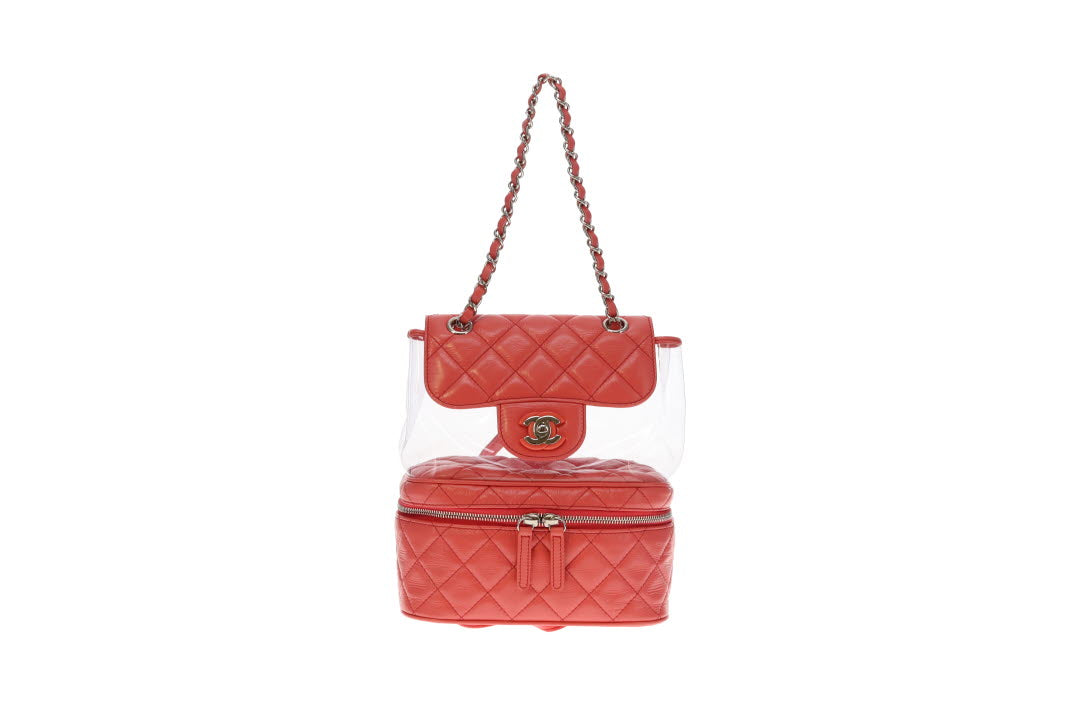 Chanel Coral Pink Leather and PVC Aquarium Backpack 2018