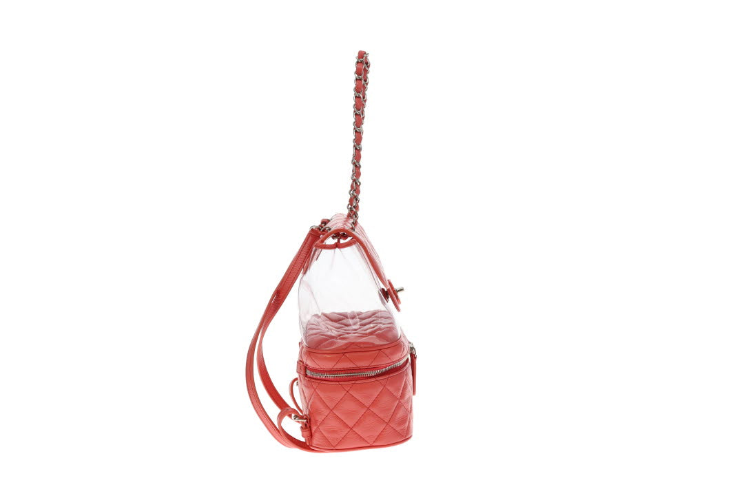 Chanel Coral Pink Leather and PVC Aquarium Backpack 2018