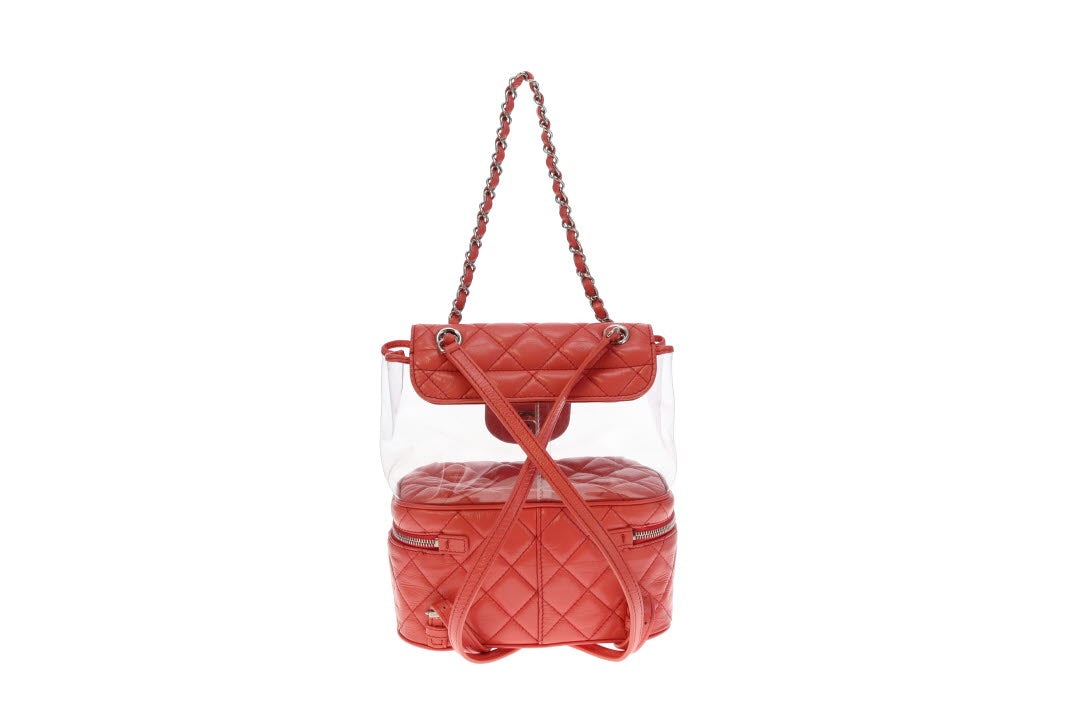 Chanel Coral Pink Leather and PVC Aquarium Backpack 2018