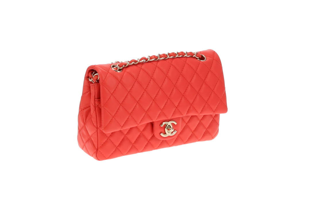 Chanel red lambskin medium flap new arrivals