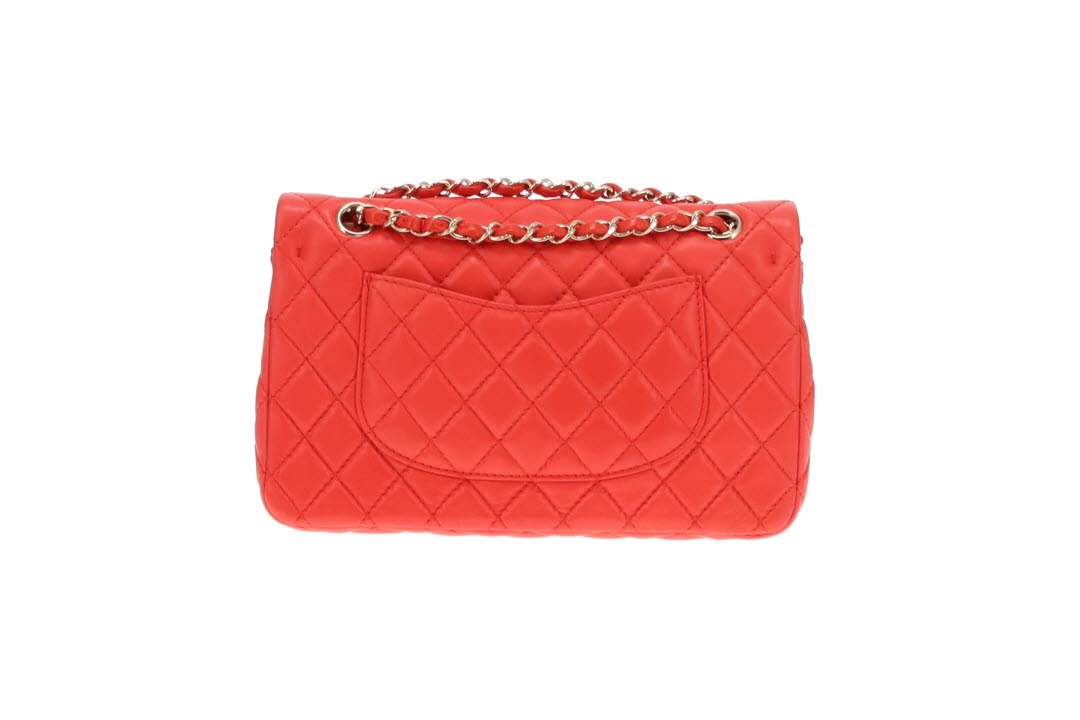 Red lambskin chanel bag sale