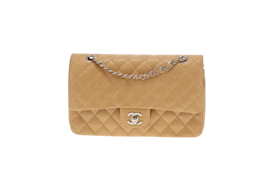 Chanel Beige Lambskin and SHW Classic Medium Double Flap Bag 2005/06