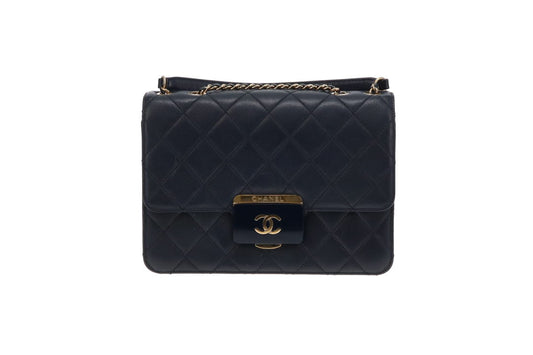 Chanel Navy Calfskin Beauty Lock Bag 2016