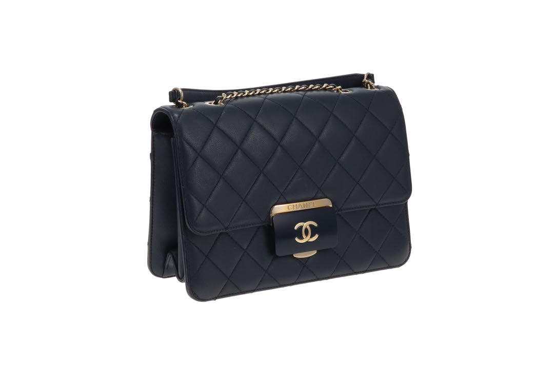 Chanel Navy Calfskin Beauty Lock Bag 2016