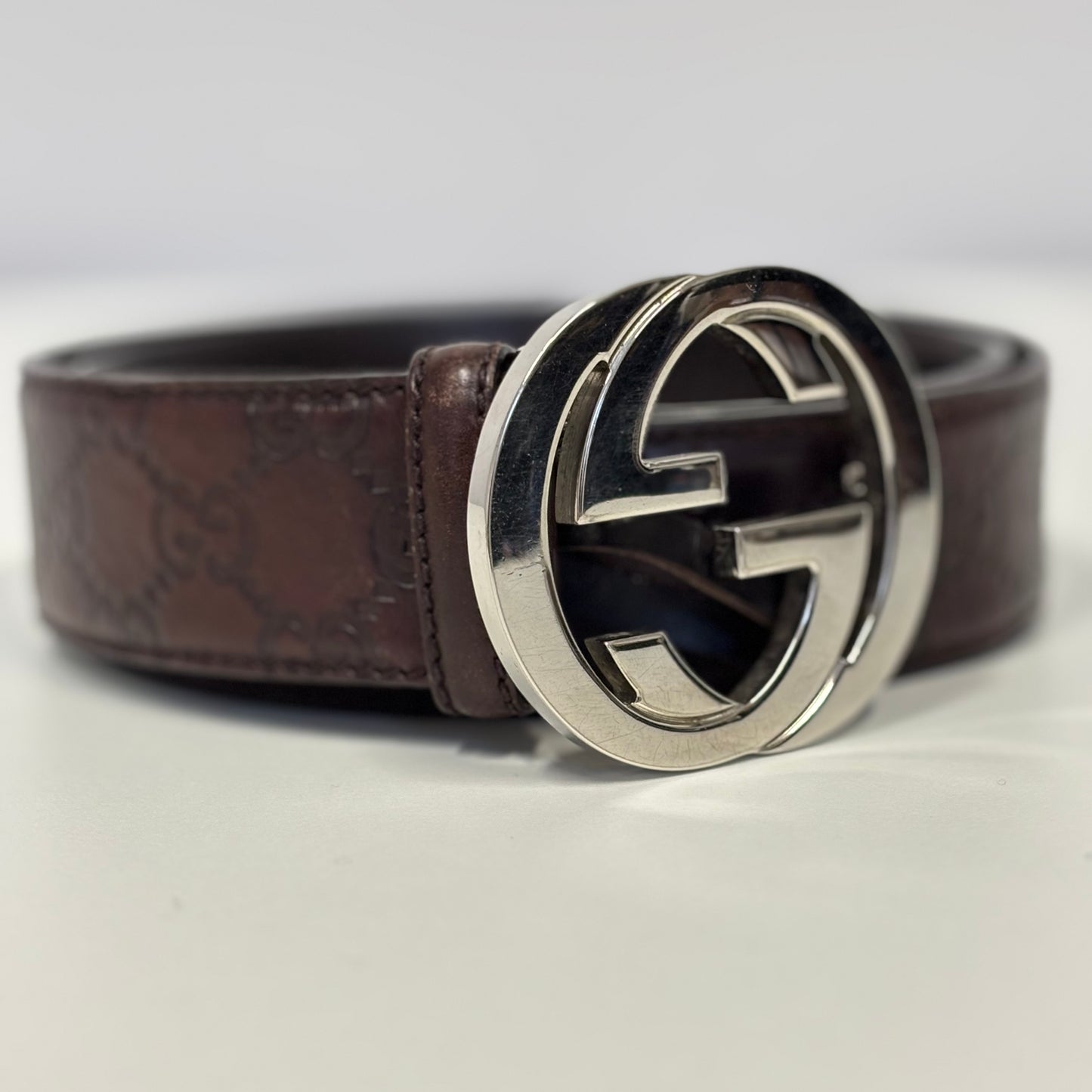 Gucci Dark Brown Guccissima Leather Belt 85cm