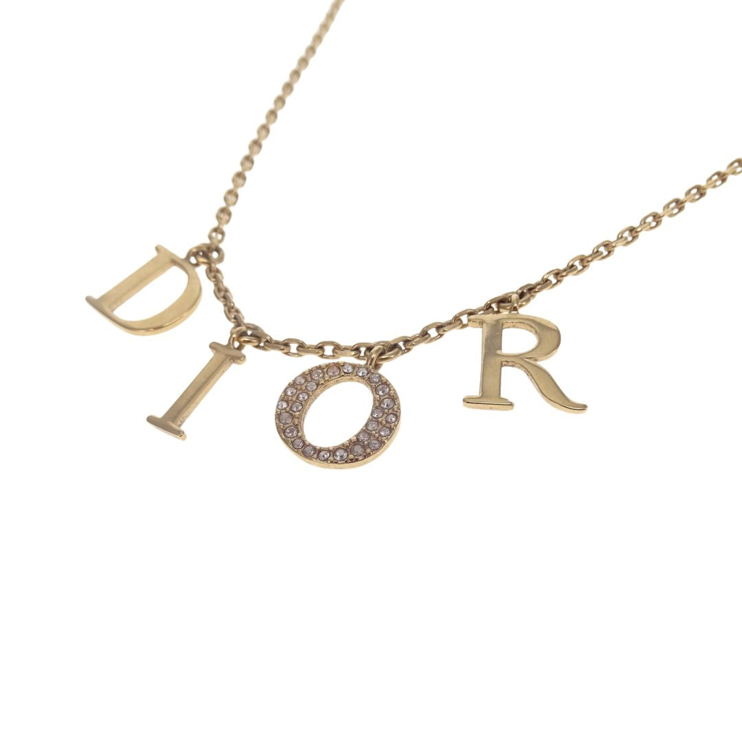 Dior Dio(r)evolution Necklace Gold Finish Metal and White Crystals RRP 520