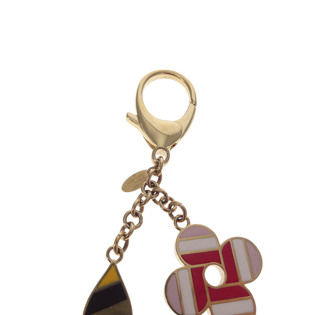 Louis Vuitton Gold & Multicolor Blooming Flowers Bag Charm