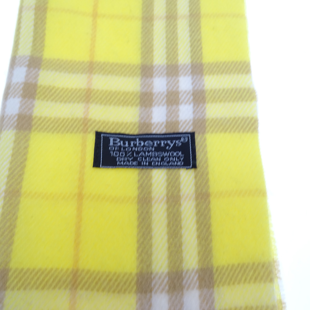 Burberry Lemon Yellow Check 100% Wool Vintage Scarf