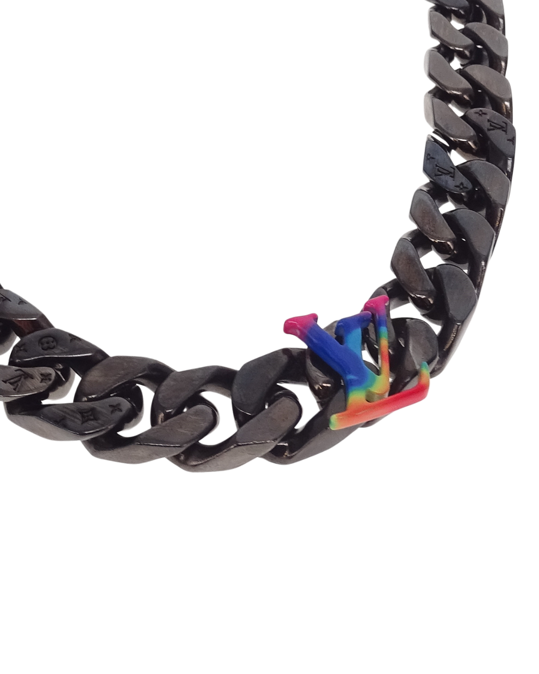 Louis Vuitton Virgil Abloh Ltd Edition Ruthenium 2054 LV Rainbow Necklace