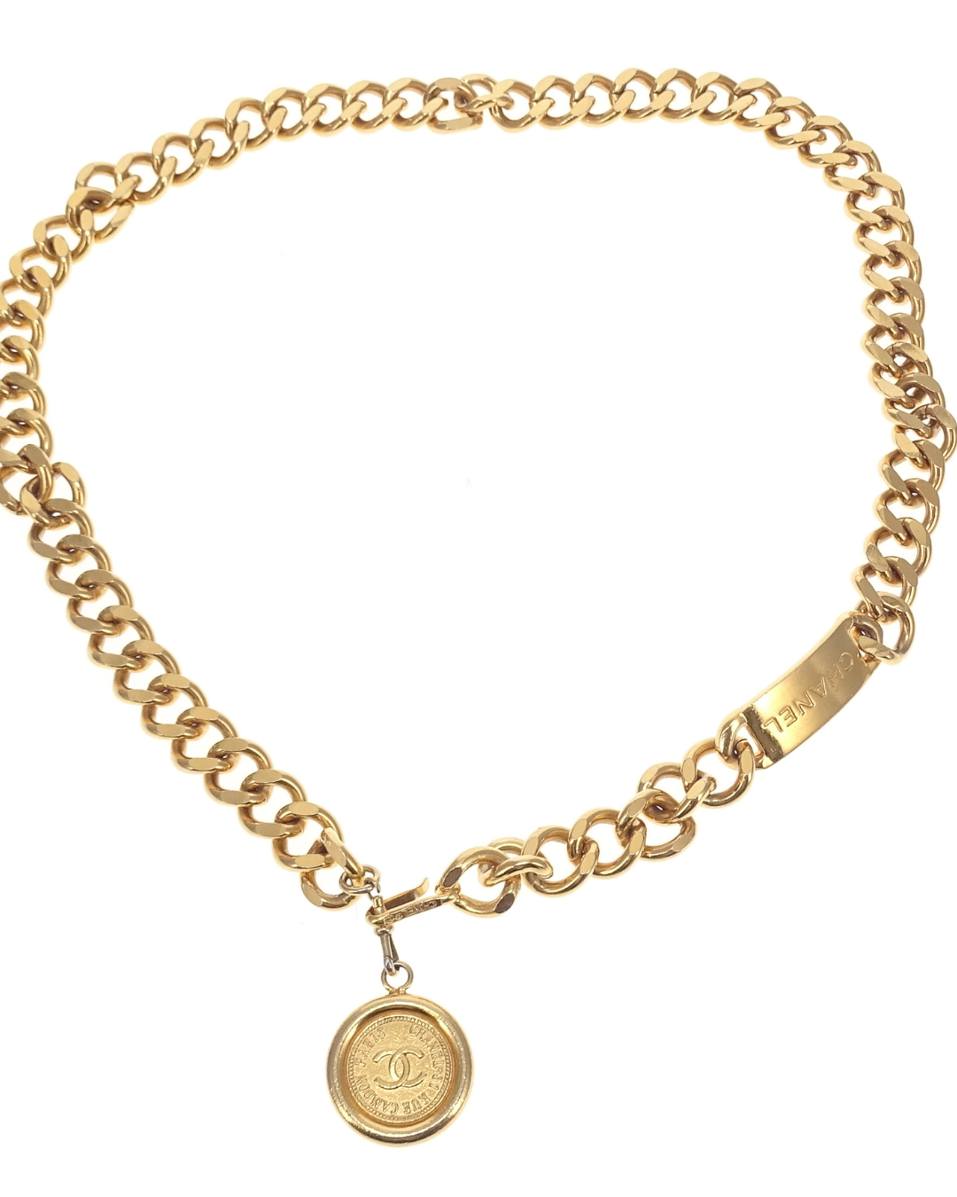 Chanel Goldtone Vintage 31 Rue Cambon Chain Medallion Belt