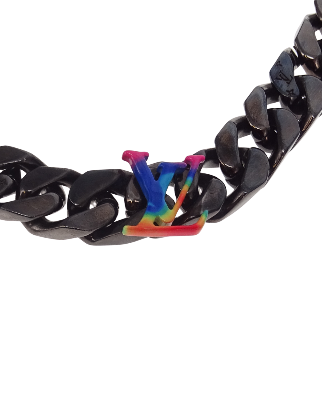 Louis Vuitton Virgil Abloh Ltd Edition Ruthenium 2054 LV Rainbow Necklace