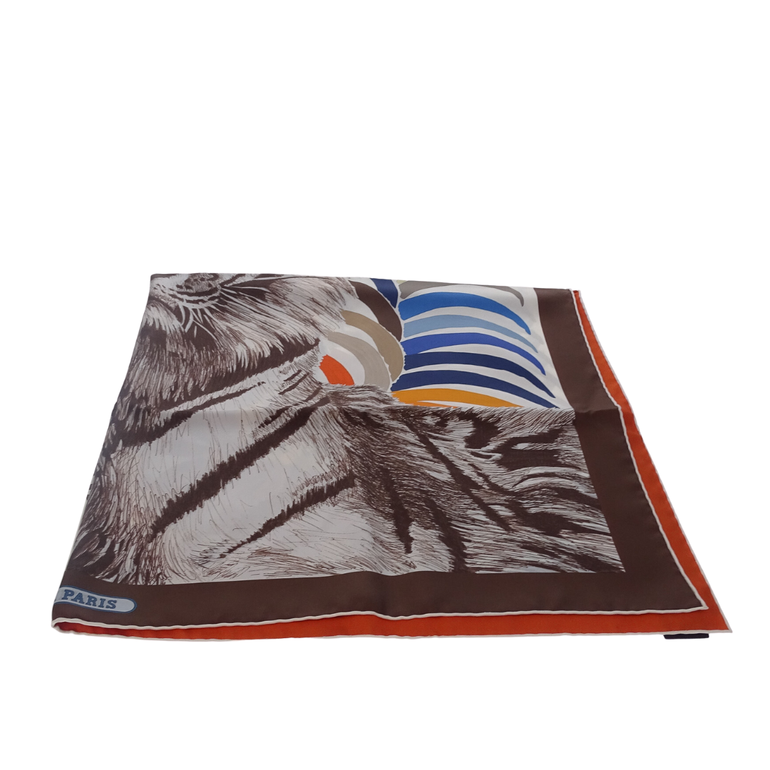 Hermes Tigre Royal double face multicolor silk scarf