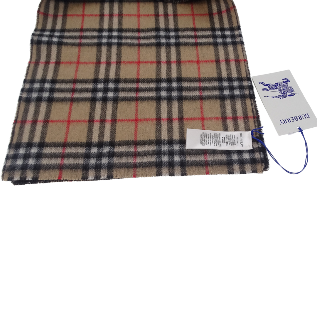 Burberry Check and Black 100% Cashmere Scarf