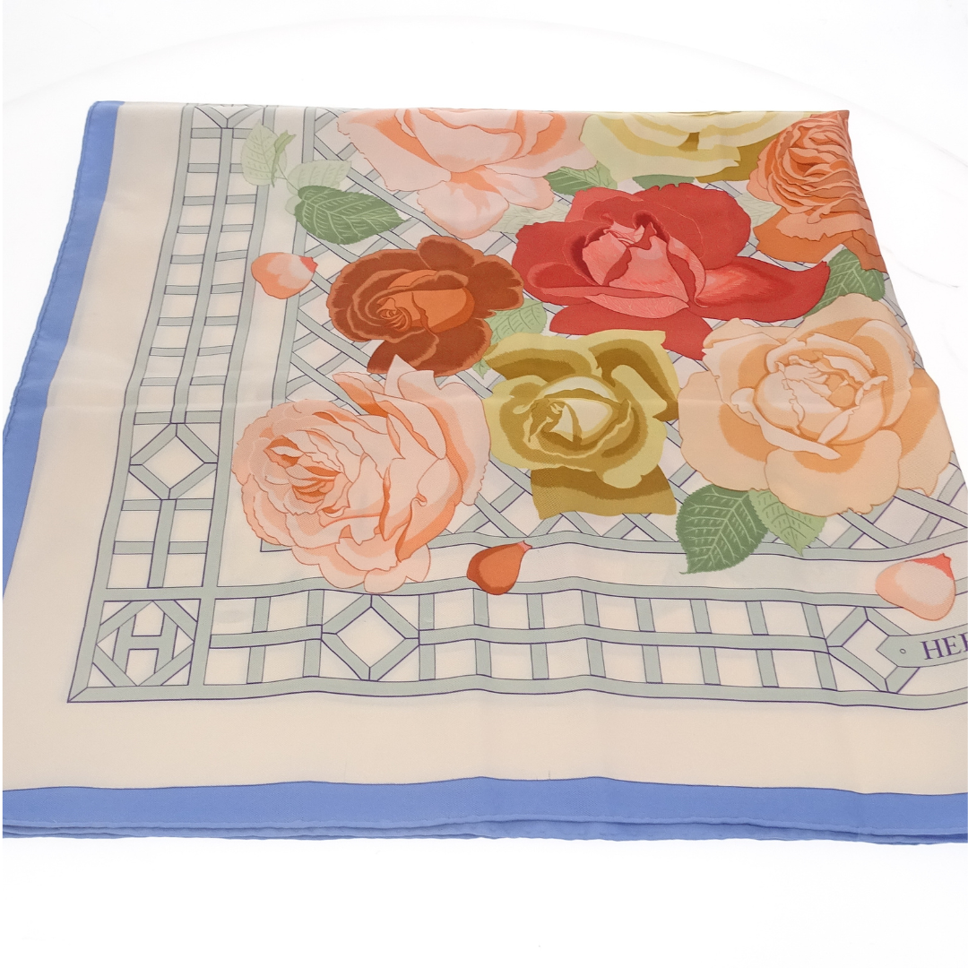 Hermes Pastel Tone 100% Silk Roseraie 90x90cm Scarf